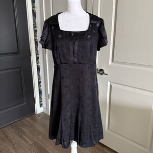 Vintage Y2K Milly Black Silk Short Sleeve Babydoll Dress Size 10